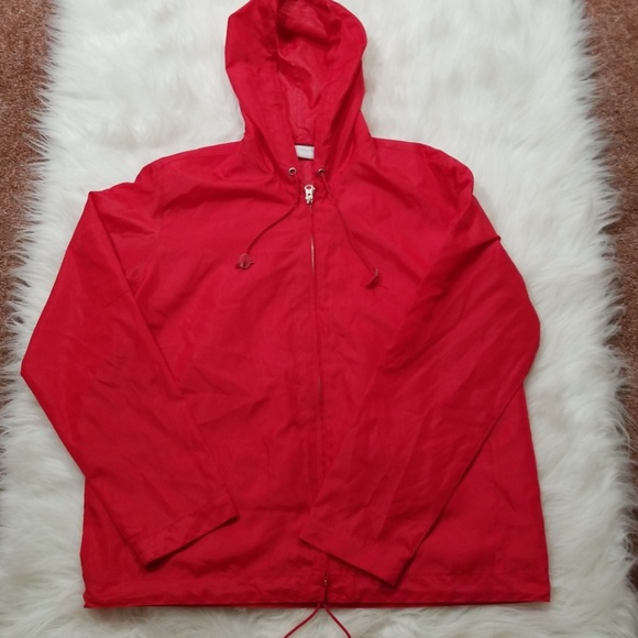 Liz Clairborne water proof hoodie red jacket. M - Picture 5 of 8